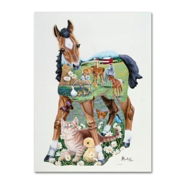 Jenny Newland 'Pony Tails' Canvas Art, 18x24, Trademark Fine Art, Mfr#: ALI1935-C1824GG